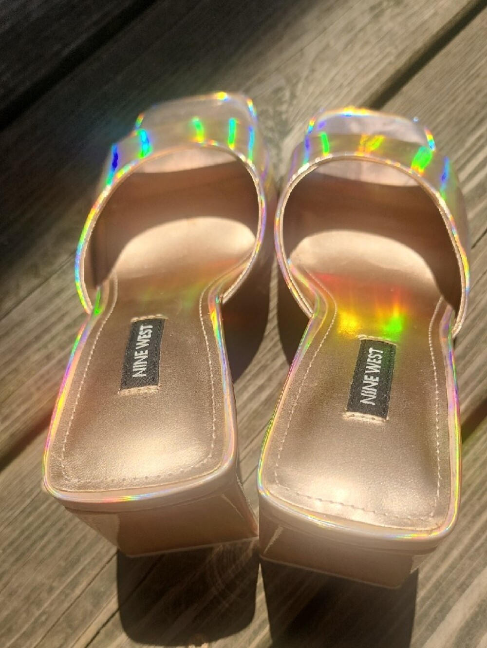 Nine West Yougo Iridescent Open-Toe Heeled Slide Sandals - Holographic 8.5 - Picture 7 of 11
